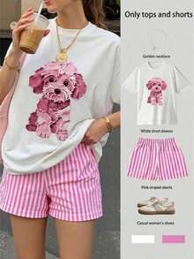 Camiseta blanca + pantalones cortos ROSA