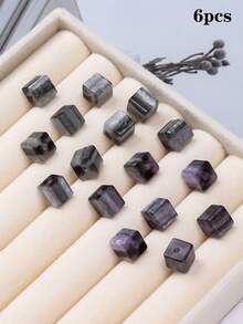 6pcs 8mm UV Sensitive Color-Changing Resin Square Loose Beads, High Transparency Fine Glitter Gradient Beads, DIY Beading Material - Square Light-changing Gradient Beads - View 9