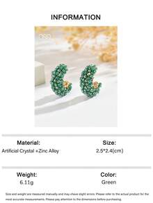 1 par de pendientes de botón estilo bohemio de vacaciones hechos a mano con cuentas de cristal falso y cuentas de semilla, pendientes geométricos en forma de C pequeños, exquisitos y de moda estilo Ins, regalo para el Día de San Valentín, Día de la Madre, temporada de bodas para novio, novia y dama de honor, regalo para amigos y amantes, adecuado para uso diario, vacaciones y fiestas de mujeres (color y posición de las cuentas hechas a mano al azar) - Verde - Ver 6