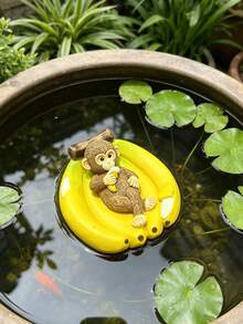 Unique Monkeys Lying On Bananas And Orangutans Rowing Boats To Float Bananas And Small Boats On Them. Mini Pond Monkey And Orangutan Figurines. For Garden Swimming Pool. Pond Fish Tank. Garden Decoration. Outdoor Garden Enthusiast Gift. - A - View 5