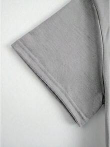 Camiseta de manga corta para mujer, disponible en varios colores, corte holgado - Gris - Ver 2