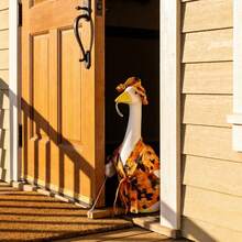 23-Inch Porch Goose Summer Outfit Tropical Hawaii Bathrobe And Matching Hat For Large Lawn Goose - Orange - View 2