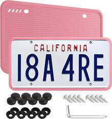 2pcs Universal Silicone License Plate Frame Set Anti Rattle Rust Proof Car Plate Holder With Mounting Accessories 31x16cm Pink - Rosa - View 1