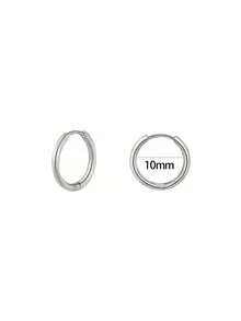 1 Pair Silver Earring Hoops For Pierced Ears And Cartilage, Simple And Beautiful, Suitable For Men And Women, 8mm/10mm/12mm - Silver - View 10