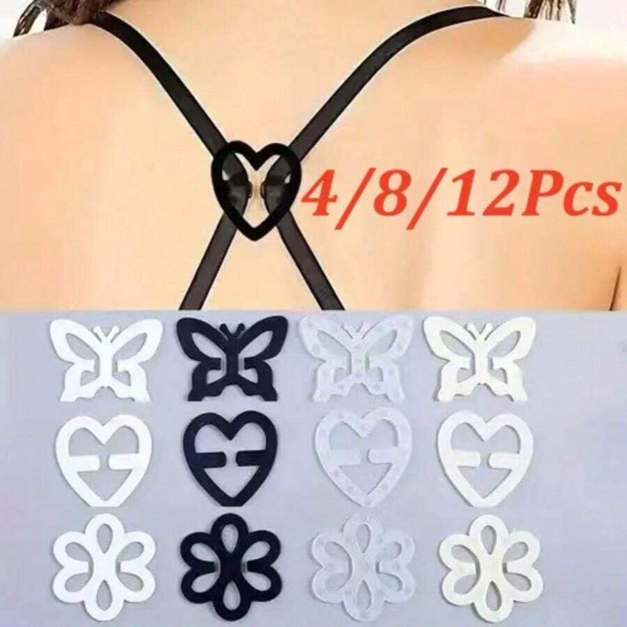 4/8/12 chiếc dây đeo vai áo ngực hình hoa, dây đeo chéo lưng, phụ kiện nội y tàng hình chống trượt, khóa ngực chống hở, nâng ngực, chống chảy xệ, nút cài tháo rời cho áo ngực