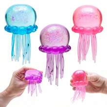 Ny Jelly Squeeze Glitter Jellyfish mjuk gummileksak, ultrastark klämbar sensorisk stresslindrande leksak, högkvalitativt mjukt elastiskt hållbart geléliknande transparent material, kontorsavkoppling, squishy sak. Examenspresent, present till kvinnliga och manliga vänner, denna stresslindrande leksak kan hjälpa dig att minska stress i vardagen, lämplig för spel och festfavoriter, även som present eller festfavorit - Multifärgad - Visa 4