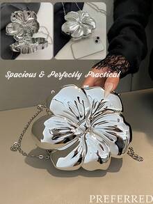 Acrylic Crescent Moon Box Shaped Handbag,Gold Bag Versatile Chain Shoulder Crossbody Bag Prom Bag, Party Bags,Party Wedding Prom Dinner/Banquet - 銀色 - 查看 9