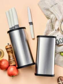 1pc Multifunctional Countertop Round Storage Rack, Spoon & Chopstick Holder, Knife Holder, Utensil Holder Organizer, Kitchen Essential Storage Rack - Multicolor - View 3