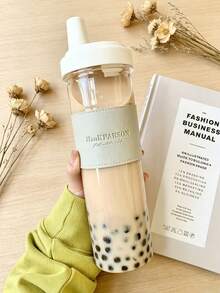 850ml 防摔 PC 材質珍珠奶茶杯，防燙可愛水壺，適用於牛奶、咖啡、茶、果汁等現代簡約飲品，防漏蓋，時尚設計，灰色/粉色/綠色三色可選，適合生日禮物、新年禮物、音樂節禮物、馬拉松能量補給、健身珍珠奶茶伴侶，適用於戶外購物、旅行、露營、運動、徒步、野餐或作為畢業/開學小禮物 - 彩色 - 查看 10