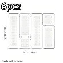 2/6/10pcs Transparent Solid Color Storage Boxes, Cosmetic & Jewelry Organizer, Desktop Decor, Drawer Divider - Multicolor - View 13