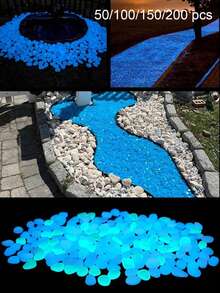 100pcs/Pack Glow-In-The-Dark Blue Stones, Suitable For Aquarium, Fish Tank, Vase Decor, Outdoor Garden And Yard Decoration - Multicolor - View 13
