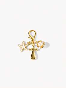 Opalesca 1pc A-Z Alphabet Gold Bubble Letter Cute Pendant Keychain, Shell And Starfish Accessories, Keychain, Ring Bag, Backpack Pendant, Car Pendant - Multicolor - View 6