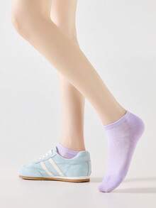 5/10/20 Pairs Women's Mixed Color Mesh Boat Socks, Lightweight Casual Fashion Breathable Non-Slip Summer Short Socks, Invisible Short Socks - Multicolor - View 3