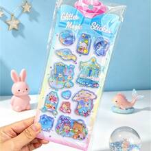 Dreamy Glitter Shaker Stickers, Cartoon 3D Crystal Decals, Scrapbook Decoration Stickers - 彩色 - 查看 12
