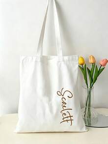 Custom Canvas Tote Bag, Personalized With Your Words, Large Capacity Lightweight Versatile For Women. Great For School, Commute, Travel. - Multicolor - View 3