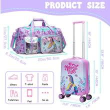 16 Inch Girls Luggage 3-Piece Set, Hard Shell Suitcase With Spinner Wheels, Girls Carry-On Luggage Including Neck Pillow And Travel Bag - Girls' Suitcase - View 5