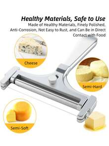 1pc Stainless Steel Cheese Slicer With Adjustable Wire, Heavy Duty Metal Cheese Cutter For Block Cheese And Butter, Adjustable Thickness Wire Cheese Knife, Charcuterie Board Entertaining Cooking Kitchen Gadget - View 5
