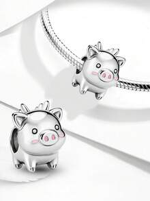1 buah Gelang Manik Babi Lucu Perak Sterling 925, Cocok untuk Wanita, Pembuatan Perhiasan DIY dan Aksesori Pemakaian Sehari-hari - Gaya 5 - View 4