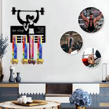 1PC Fitness Weightlifting Gold Silver Bronze Medal Display Rack, Metal Wall Decor Storage Rack, Suitable For Sports Awards, Weather-Resistant Display Collection, Perfect For Sports Enthusiasts And Athletes, Indoor And Outdoor Use, Ideal Gift For Sports Fans And Champions - Black - View 4