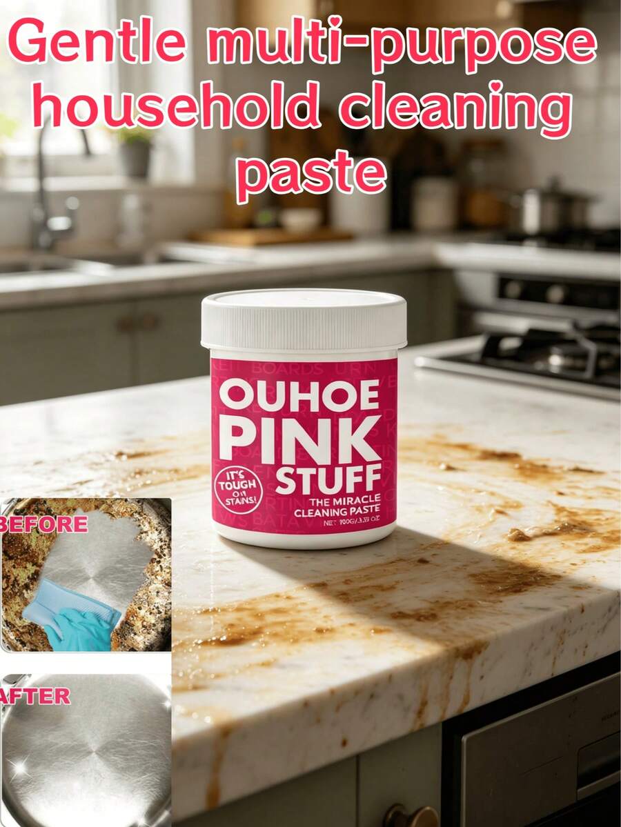 Gentle Multi-Purpose Cleaning Paste, Removes Heavy Kitchen Grease, Universal Pink Bucket Cleaning Powder - Solid State - View 1
