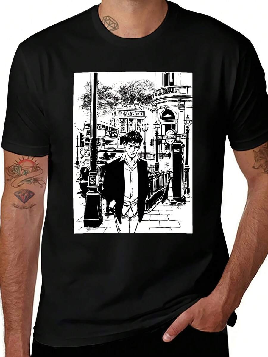Men T-Shirts - 黑色 - 查看 1