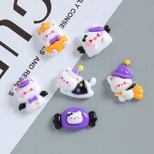 6/12pcs Halloween Witch Cat Fridge Magnets, Pumpkin Cat Fridge Stickers, Essential Kitchen Home Decor, Room And Office Desk Accessories, Cute Resin Cat Fridge Magnets, Halloween Gifts - Multicolor - View 2