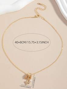 1pc Fashionable Elegant Faux Pearl Star Pendant Necklace, Luxury Design Sense Women's Collarbone Chain, Versatile Style - Multicolor - View 5