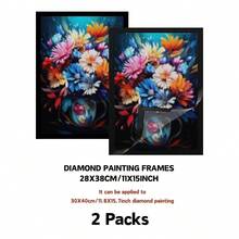 1 pièce Cadre de peinture de diamant magnétique, cadre de peinture de diamant sur canevas, cadre d'art de diamant doux auto-adhésif convenant pour les murs et les fenêtres - Noir - Voir 19