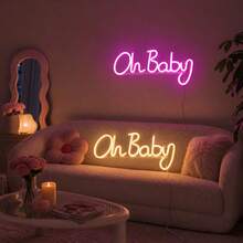 1個 LED 發光字母「Oh Baby」霓虹燈牆飾夜燈 懸掛式壁燈 電池/USB供電 浪漫仙女燈 居家節日派對生日主題場景氛圍燈 臥室客廳陽台裝飾 - oh baby霓虹燈 - 查看 10