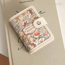 Vintage Floral Pattern PU Leather Card Holder, Small Snap Button Card Sleeve, Multi-Slot Slim Card Wallet, Suitable For Credit Cards, ID Cards, Portable Compact Card Pouch, Women's Girls Vintage Print Mini Card Organizer, Lightweight Everyday Bag Accessory - View 12