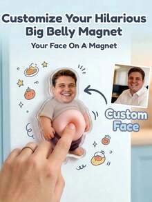 Custom Funny Face Acrylic Fridge Magnet, Personalized Photo Gift, Cute Decorative Fridge Magnet, Unique Custom Face Magnet, Acrylic Big Belly Fridge Magnet, Prank Funny Gift, Father's Day Gift, Birthday Gift, Gift For Friends, Dad, Boyfriend, 1pc/2pcs - Multicolor - View 4