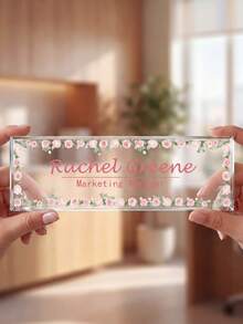1pc Customized Floral Acrylic Desk Name Plate, Personalized Engraved Office Nameplate, Employee Name Tag, Retirement Gift, Reception Desk Nameplate, Teacher Appreciation Gift, New Hire Gift, Administrative Office Desk Decor, Promotion Appreciation Desk Nameplate - Multicolor - View 17