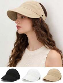 Wide Brim Thin Breathable Bucket Hat, Ponytail Compatible, Essential For Spring And Summer, Comfortable Sun Protection Travel Hat, Easy To Store, Perfect Gift For Girlfriend And Friends, Women's Accessory - Multicolor - View 3