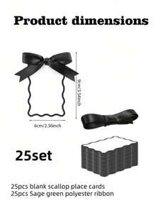 6/25/50Pcs Scallop-Shaped Name Cards With Ribbons, Handwriteable Table Place Cards For Wedding, Birthday, Engagement Dinner, Anniversary & Business Banquet, DIY Gift & Table Setting Decorations For Party Celebration - View 13