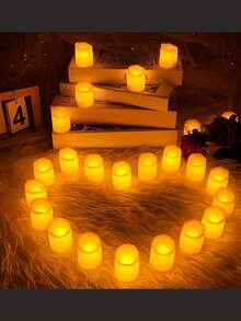 24pcs LED Warm White Candle Set - Battery Operated Realistic Flameless Tea Light Candles, No Flame LED Tea Light Candles, Battery Powered, Suitable For Yoga, Home, Wedding Decor, Holiday Gifts And Romantic Atmosphere Creation, Crystal Decorative Plastic Candles, Indoor Decoration, Perfect For Christmas, Party, Outdoor, Dining Table And Halloween. Suitable For Home, Wedding, Party, Halloween And Christmas Decoration - Indoor And Outdoor Use - LED Warm White Light Candle - View 5