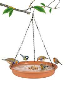 1pc Outdoor Hanging Bird Bath, Multi-Functional Wild Bird Feeder & Water Basin, Large Shallow Basin Design, Durable Plastic Tray With Chain, Outdoor Yard Decor, Gift For Bird Lovers, Suitable For Patio, Lawn, Balcony - A - View 12