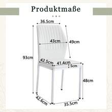 [Set Of 4] Stylish Dining Chairs In A Lightweight Luxury Style / Modern Dining Room Set / PU Backrest With Vertical Embossing + Metal Legs / Load Capacity 120 Kg, Easy To Assemble / Suitable For Dining Rooms Or Living Rooms In A Lightweight Luxury Design. - White+Silver - View 4