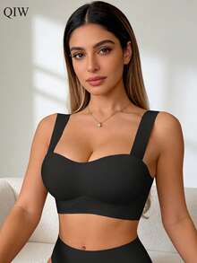 1pc Women Everyday Casual Wireless Seamless Comfort Bra With Cup Support - Black - View 1
