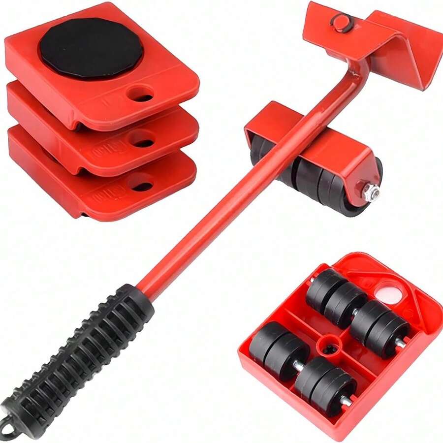 5pcs Heavy Duty Moving Sliders Kit, Furniture Lifter Mover Rollers Set, Effortless Moving Tool, Roller Base For Transporting Large Items, Essential For Sofa Relocation - 5PCS - View 1