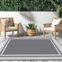 1pc Double-Sided Mat, Plastic Grass Carpet, Modern Rug, Large Floor Mat And Carpet, Suitable For Outdoor, RV, Patio, Backyard, Deck, Picnic, Beach, Camping (9' X 12', White And Gray) - A - View 12