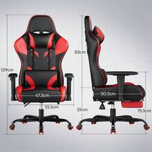 Devoko Gunji Massage Video Game Chair For Adults With Footrest, PU Leather Computer Desk Chair, Adjustable Backrest, High Back Support, Home Office Chair With Headrest And Lumbar Support - Red - View 8
