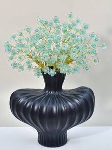 1件優雅藍色水晶花枝人造花，時尚手工合金珠飾，適用於花園花環裝飾、節日禮物派對、居家客廳桌面裝飾、母親節禮物花束 - 藍色 - 查看 3