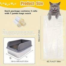 7pcs/1roll Extra Large Cat Litter Box Liners, 37x18 Inch Thickened Drawstring Cat Litter Bags, Heavy Duty Leakproof Liners, Suitable For Automatic And Sifting Litter Boxes - White - View 3
