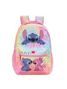 Stitch 小學書包，寬肩帶、人體工學背部支撐、大容量卡通兒童背包，時尚百搭動漫可愛卡通書包，適用旅行與收納 - 彩色 - 查看 9
