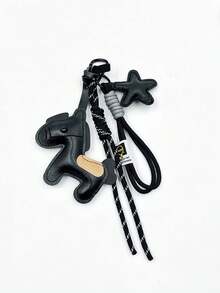 Yogodlns Anchor-Shaped Red Horseshoe Fashion Handmade Braided Rope Hanging Mini Golf Club Keychain, Couple Gift, Women Mom Valentine's Day Accessory - Black - View 3
