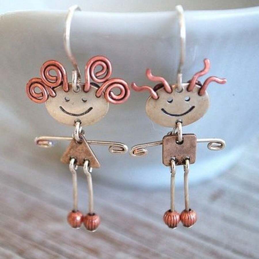 Vintage Earrings, Women's Music Festival Casual Wear, Good Object Personalized, Asymmetric Curly Hair Style Earrings - Multicolor - View 1