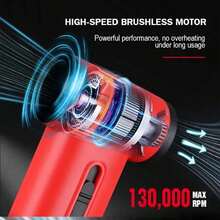 WMARK 專業級 13000RPM 可調速迷你渦輪風扇 無線手持式吹風機，適用於除雪、人體工學握把，可吹除汽車、鍵盤、電腦灰塵，居家與理髮師專用理想便攜工具 NG-TB001 - 彩色 - 查看 7