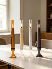 1pc Best-Selling Proposal Home LED Electronic Candle Light With Tall Stem Candle Holder, Romantic Candlelight Western Dining Table Decor Lamp, Suitable For Multi-Scene Arrangement And Display - Candlestick Wax - View 5