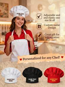Customized Name Chef Hat, Dust-Proof Hat, Chef Hat Pattern, Adjustable Kitchen Cooking Hat, Suitable For Bakery, Cafe, Dessert Shop, Restaurant, Kitchen Work Hat - Multicolor - View 3