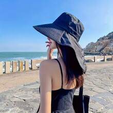 2026 New 1pc Women's Ponytail Hole Bucket Hat - Breathable Material, Adjustable Drawstring, Suitable For Outdoor Activities And Daily Wear - Multicolor - View 6